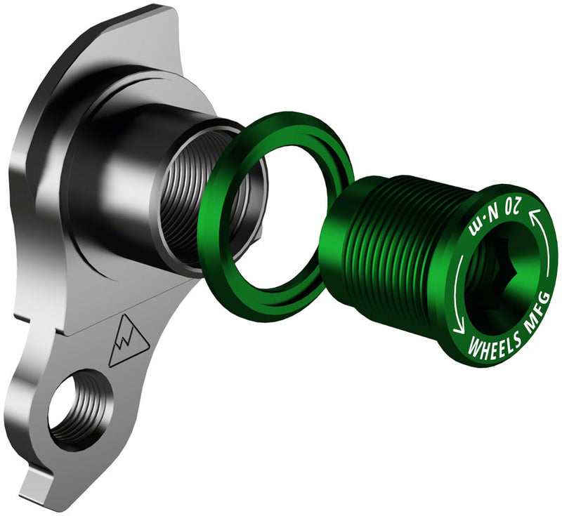 Wheels Manufacturing Universal Derailleur Hanger - 404-9 For Frames designed to accept SRAM UDH BLK/Green