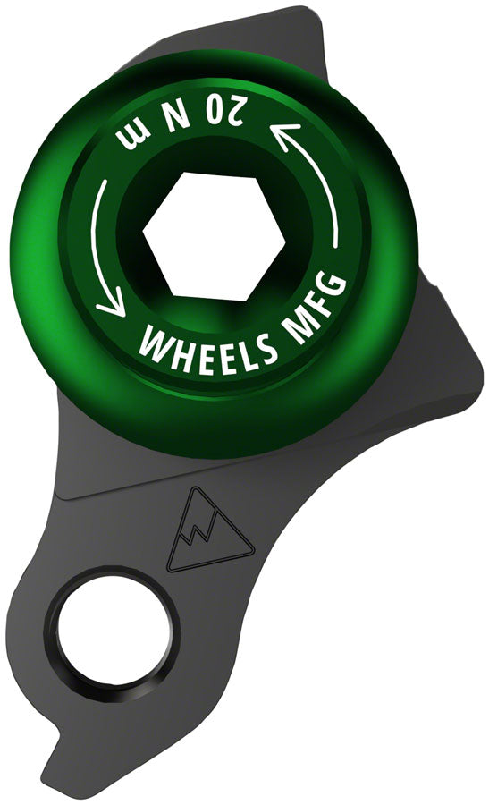 Wheels Manufacturing Universal Derailleur Hanger - 487-9 For Trek ABP MTB Frames designed to accept SRAM UDH BLK/Green