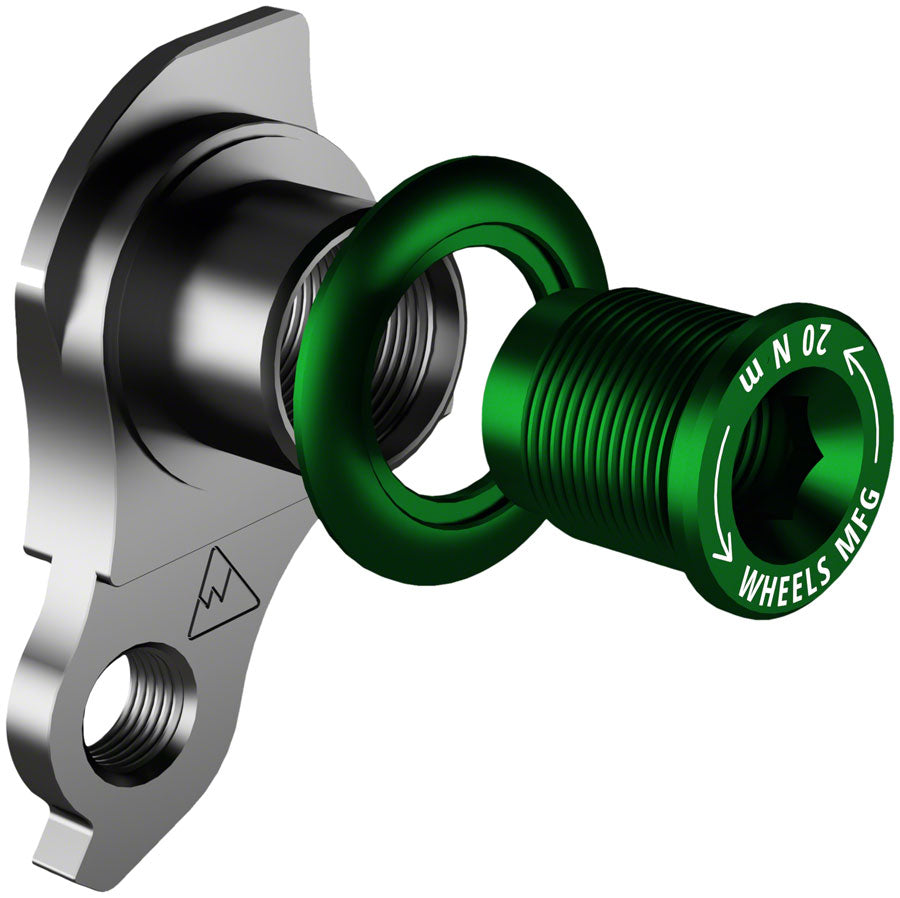 Wheels Manufacturing Universal Derailleur Hanger - 487-9 For Trek ABP MTB Frames designed to accept SRAM UDH BLK/Green