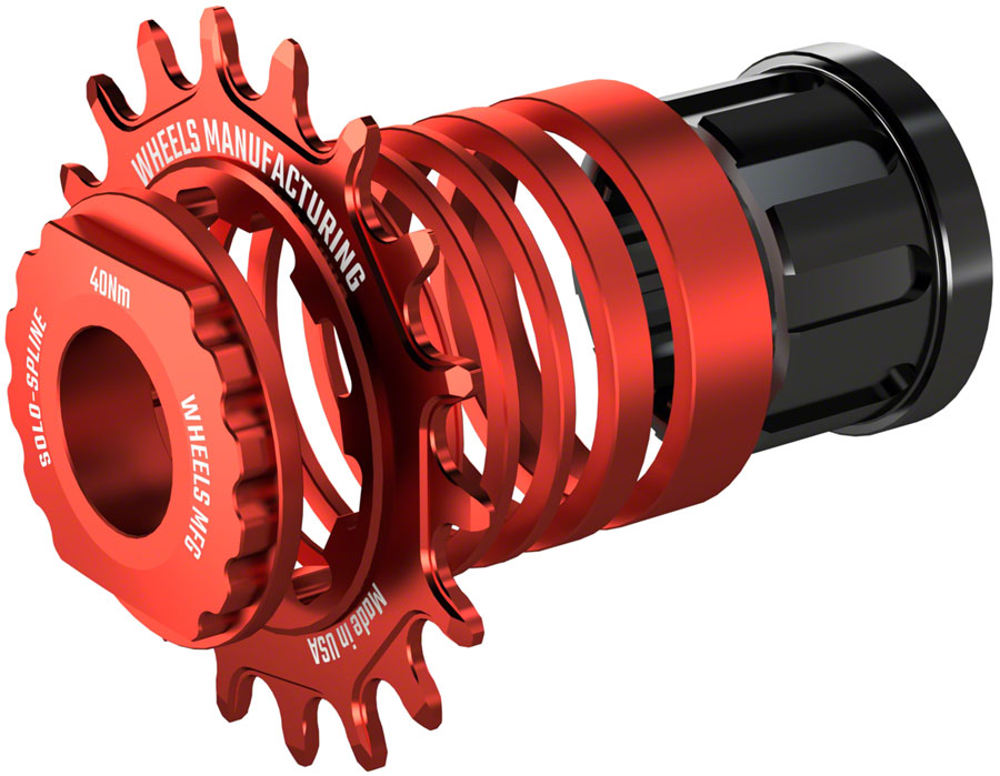 Wheels Manufacturing SOLO-SPLINE Mico Spline Single Speed Conversion Kit - 18t For Shimano Micro Spline Hub Bodies Red