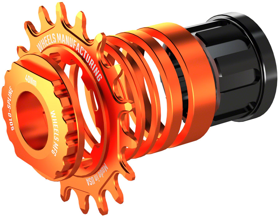 Wheels Manufacturing SOLO-SPLINE Mico Spline Single Speed Conversion Kit - 18t For Shimano Micro Spline Hub Bodies Orange