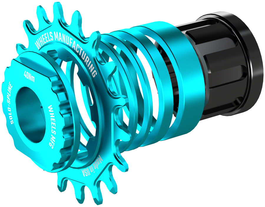 Wheels Manufacturing SOLO-SPLINE Mico Spline Single Speed Conversion Kit - 18t For Shimano Micro Spline Hub Bodies Teal