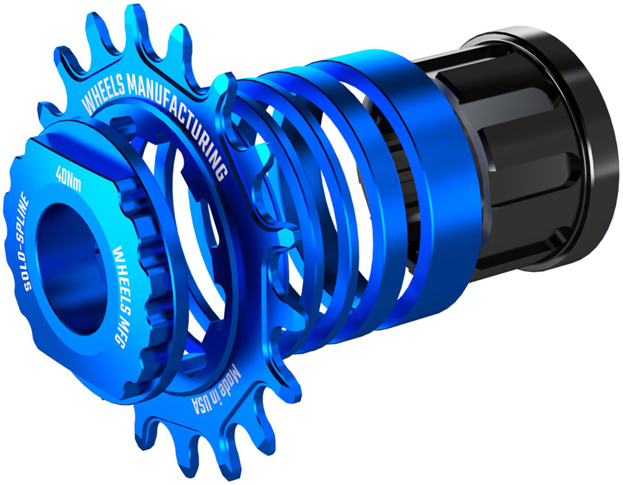 Wheels Manufacturing SOLO-SPLINE Mico Spline Single Speed Conversion Kit - 18t For Shimano Micro Spline Hub Bodies Blue