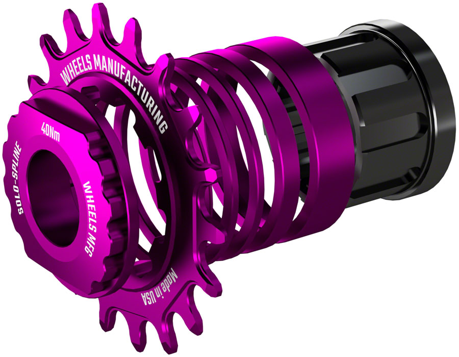 Wheels Manufacturing SOLO-SPLINE Mico Spline Single Speed Conversion Kit - 18t For Shimano Micro Spline Hub Bodies Purple