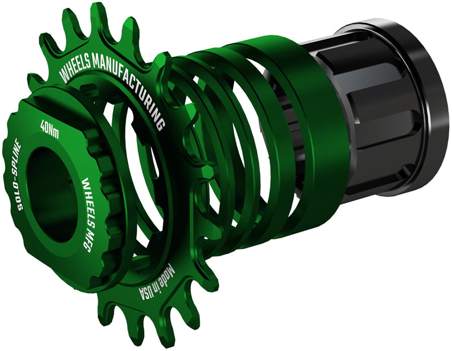 Wheels Manufacturing SOLO-SPLINE Mico Spline Single Speed Conversion Kit - 18t For Shimano Micro Spline Hub Bodies Green