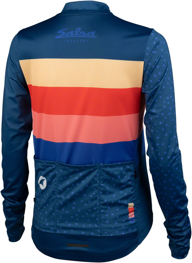 Salsa Team Polytone Womens Long Sleeve Jersey - Dark Blue w/ Stripes 2X-Large