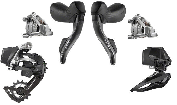 SRAM Red eTap AXS Road Upgrade Kit - 2x12-Speed, Flat Mount HRD Shift/Brake Levers, Braze-On Front Derailleur, Rear Derailleur E1 - Open Box, New