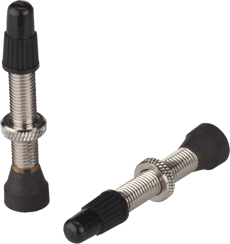 WHISKY No.7 Brass Tubeless Valves - Pair 40mm Silver