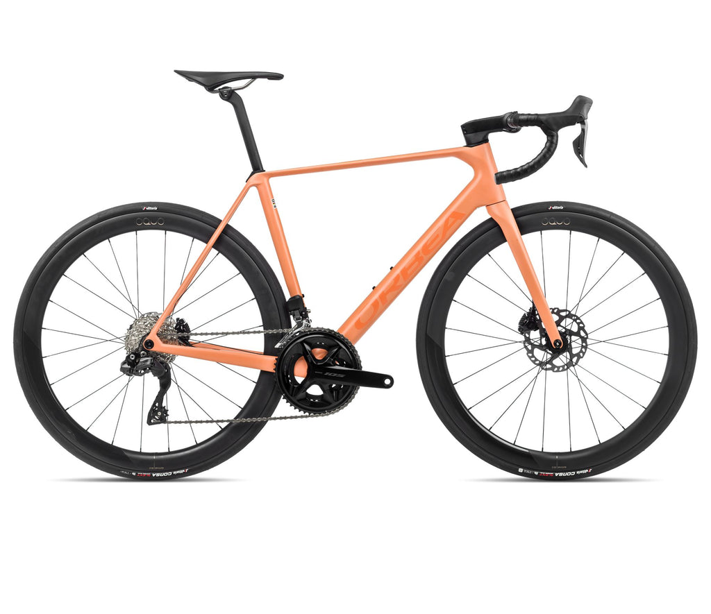 2024 Orbea ORCA M30iLTD PWR Racing Road Bike - 49cm, Orange Cloud (Matte) - Stone Blue (Matte-Gloss)