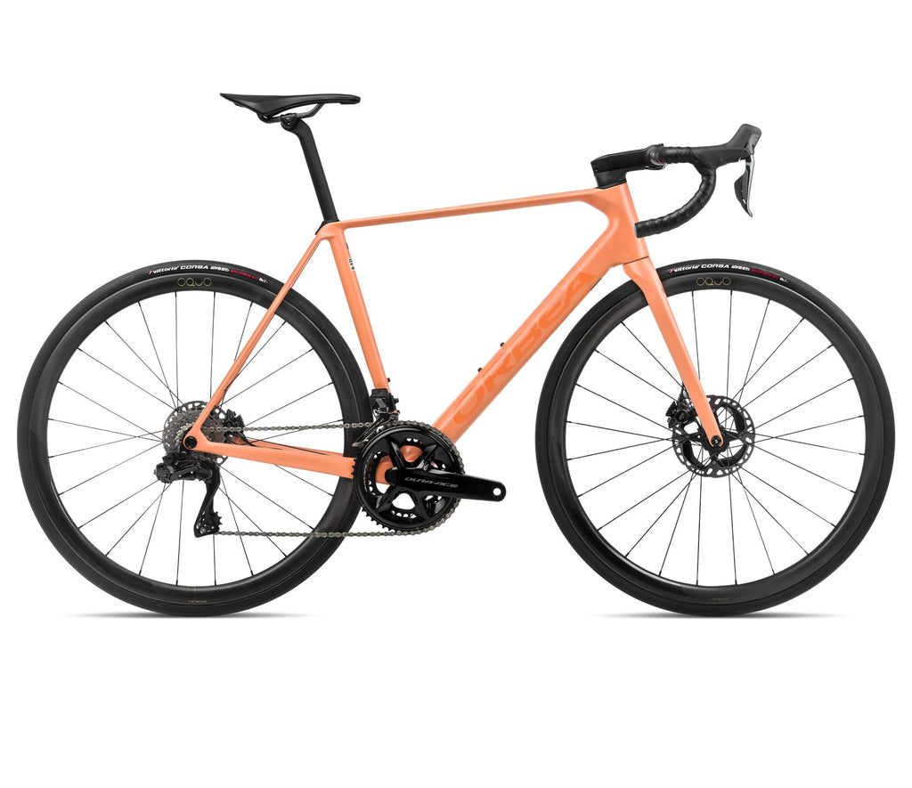 2024 Orbea ORCA M10iLTD PWR Racing Road Bike - 55cm, Orange Cloud (Matte) - Stone Blue (Matte-Gloss)