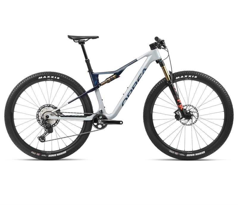 2024 Orbea OIZ M10 XC Mountain Bike - Large, Halo Silver-Blue Carbon View (Gloss)