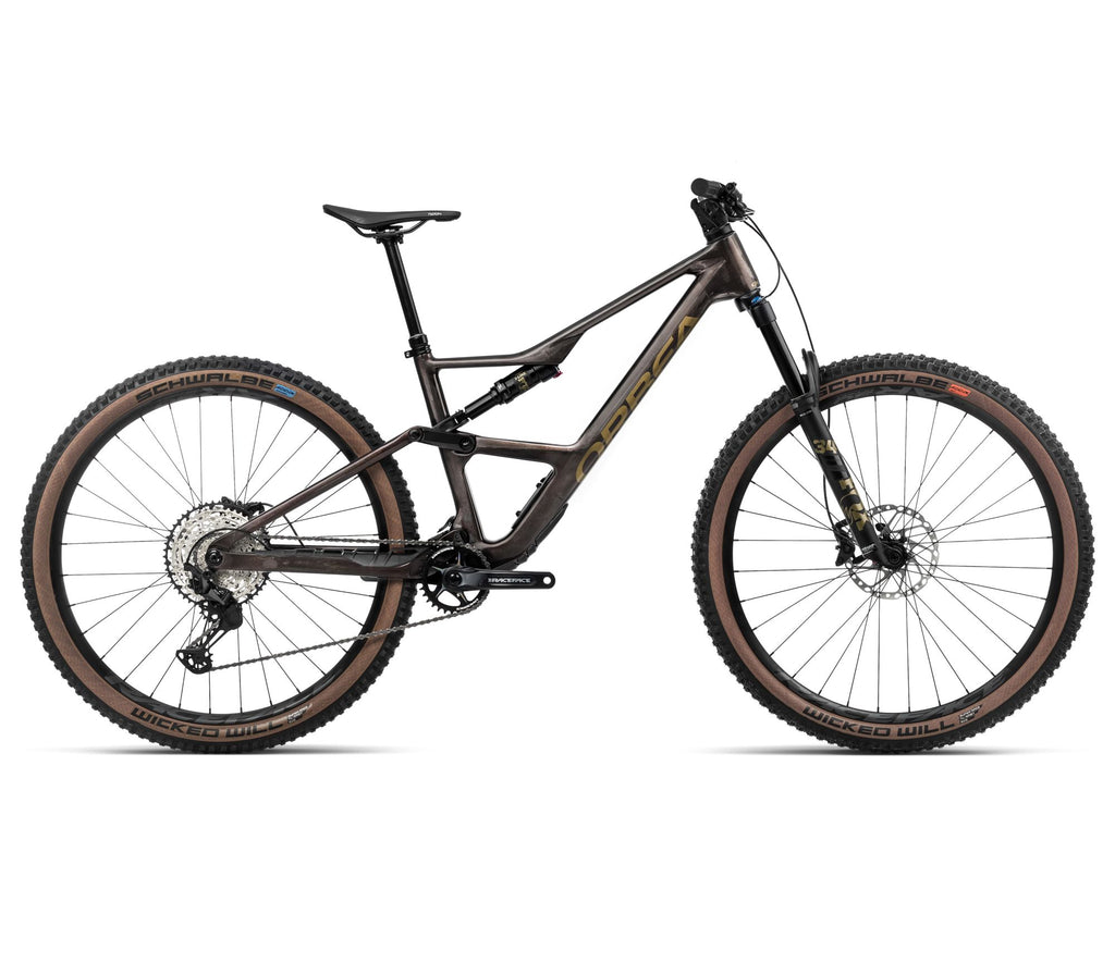 2024 Orbea OCCAM SL M30 Trail Mountain Bike - Large, Cosmic Carbon View - Metallic Olive Green (Gloss)