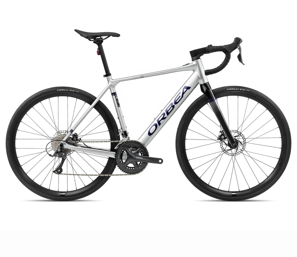 2024 Orbea GAIN D50 20mph Endurance Road E-Bikes - Medium, Metallic Silver (Matte) - Black (Gloss)