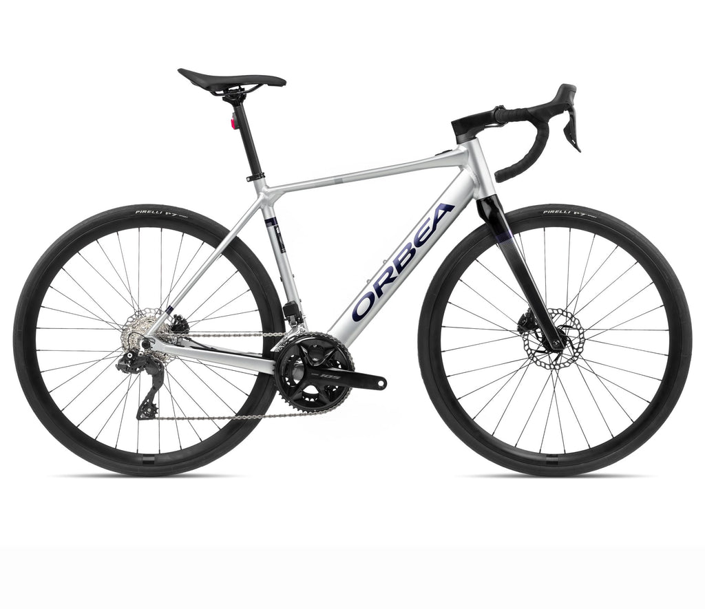 2024 Orbea GAIN D30i 20mph Endurance Road E-Bikes - Medium, Metallic Silver (Matte) - Black (Gloss)