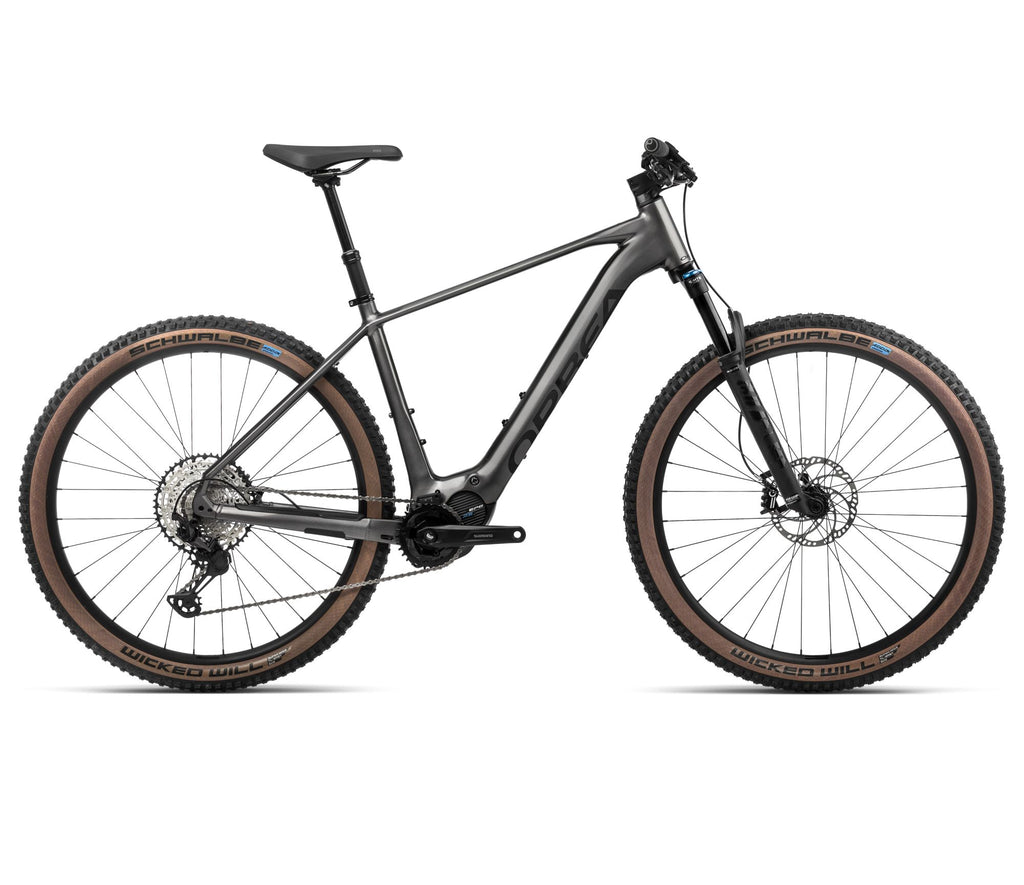 2024 Orbea URRUN 10 Hardtail Mountain E-Bikes - Medium, Glitter Anthracite (Gloss) - Black (Matte)