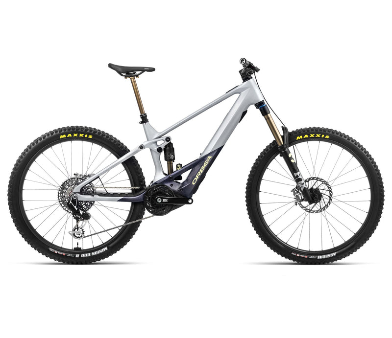 2024 Orbea WILD M-LTD 20mph Enduro Mountain E-Bikes - Small, Halo Silver-Tanzanite Carbon View (Matte)