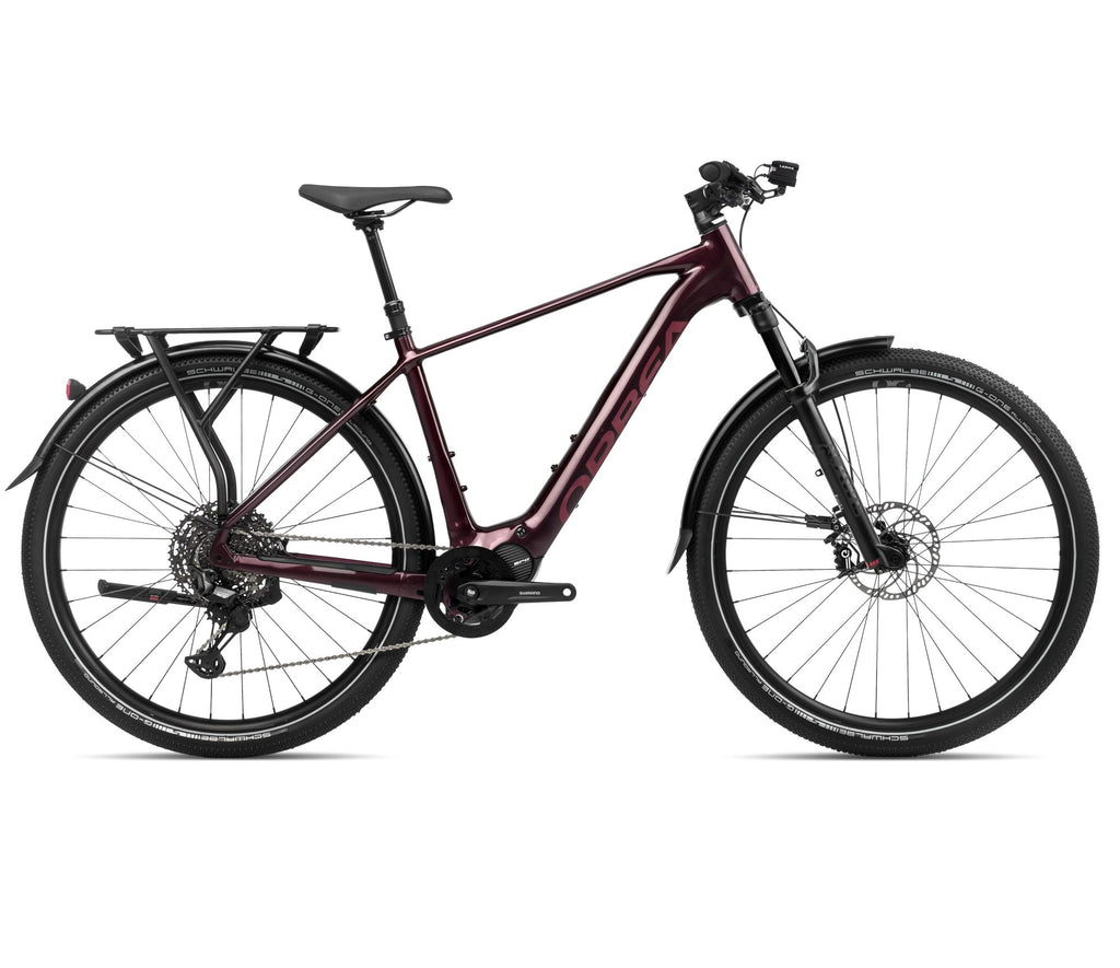 2024 Orbea KEMEN 10 Trekking Urban E-Bikes - Small, Metallic Burgundy Red (Gloss Matte)