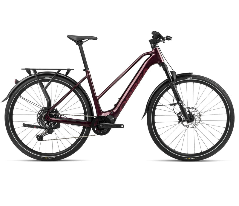 2024 Orbea KEMEN MID 30 Trekking Urban E-Bikes - Small, Metallic Burgundy Red (Gloss Matte)