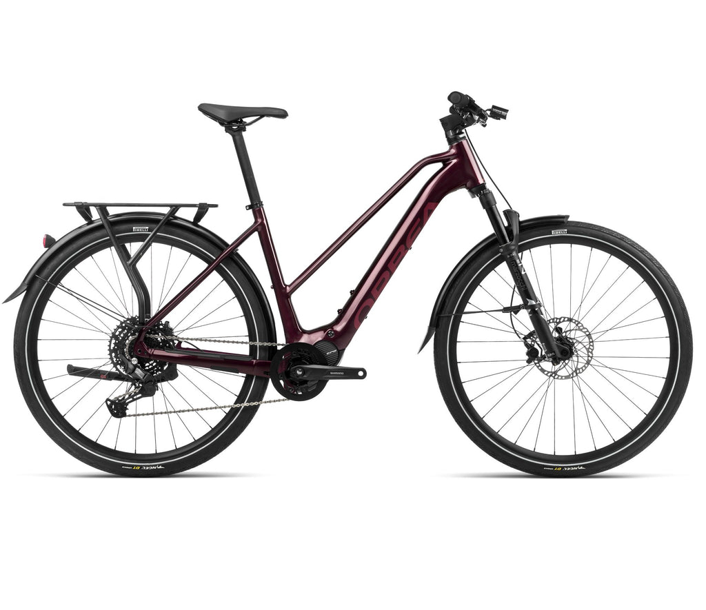 2024 Orbea KEMEN MID 30 Trekking Urban E-Bikes - Large, Metallic Burgundy Red (Gloss Matte)