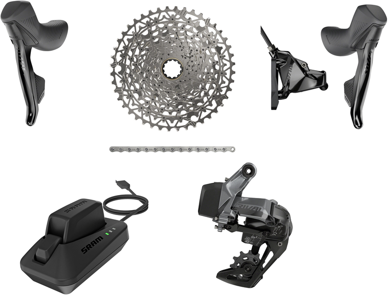 SRAM Rival XPLR AXS Groupset w/ Rival HRD Shifters - Rival AXS eTap HRD Shifters, Rear Derailleur, Chain, Cassette & Battery/Charger