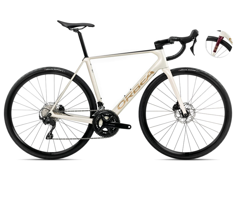 2025 Orbea ORCA M30 Racing ROAD BIKE - 47cm, Ivory White-Burgundy (Gloss)-Vulcano (Matte)