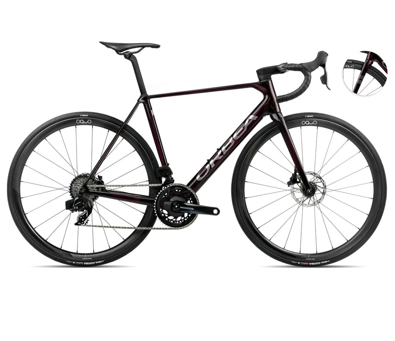 2025 Orbea ORCA M21eTEAM PWR Racing ROAD BIKE - 47cm, Wine Red Carbon View-Titanium (Gloss)