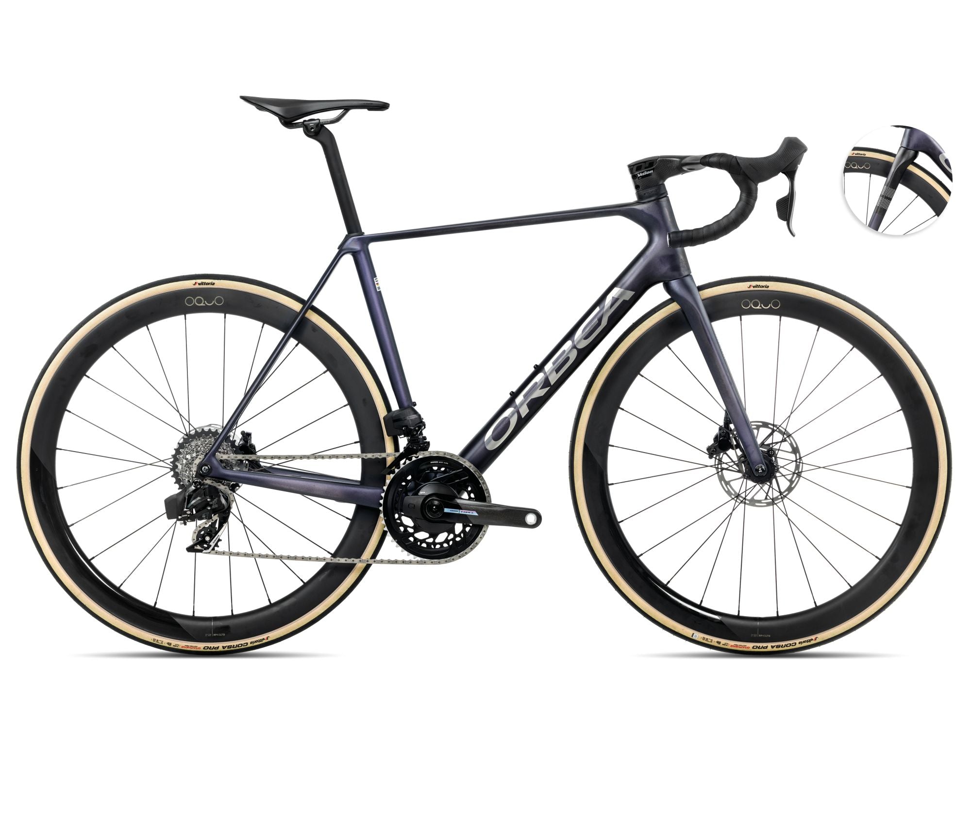 2025 Orbea ORCA M21eLTD PWR Racing ROAD BIKE - 49cm, Tanzanite (Matte) - Carbon Raw (Matte)