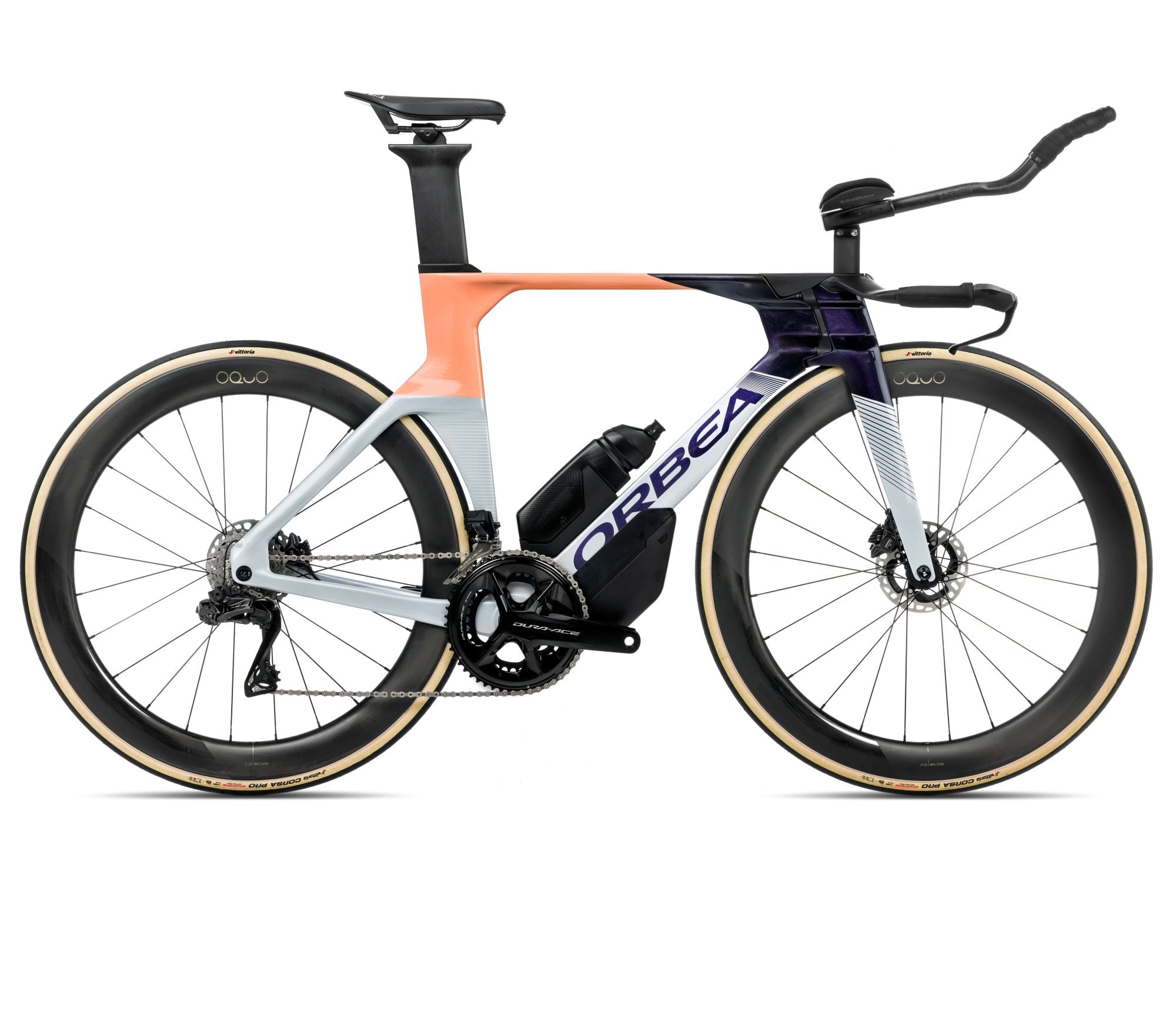 2025 Orbea ORDU M10iLTD Triathlon TRIATHLON BIKE - Medium/Large, Halo Silver - Tanzanite C. View - Orange Cloud (Gloss)