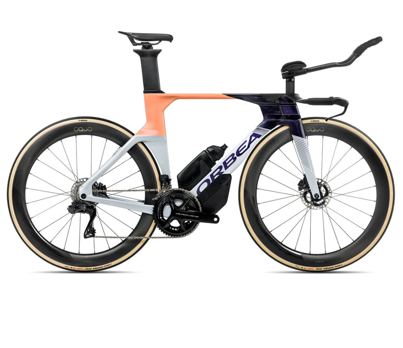 2025 Orbea ORDU M10iLTD Triathlon TRIATHLON BIKE - Small/Medium, Halo Silver - Tanzanite C. View - Orange Cloud (Gloss)