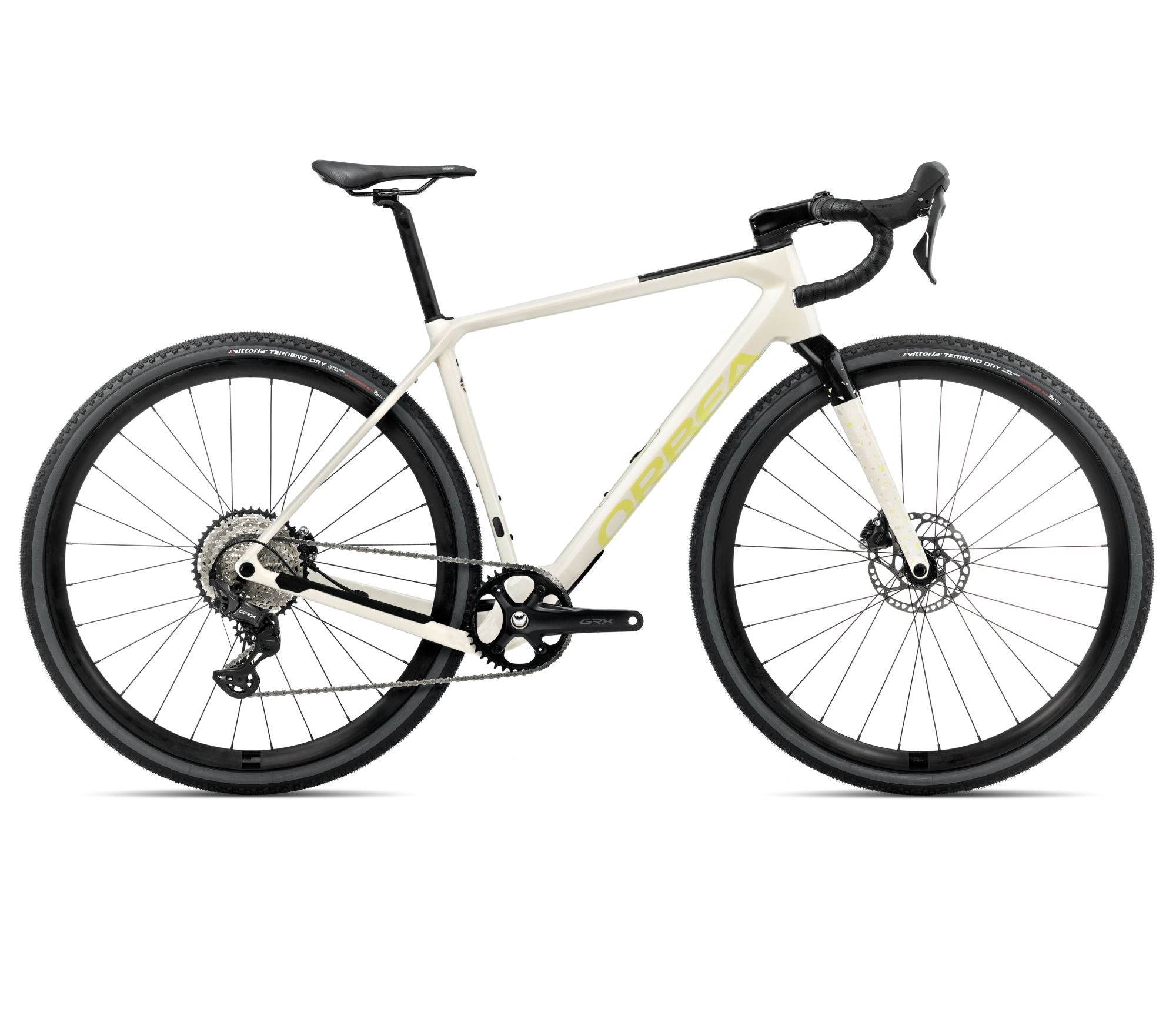 2025 Orbea TERRA M30TEAM 1X Gravel ROAD BIKE - Medium, Ivory White - Spicy Lime (Gloss)