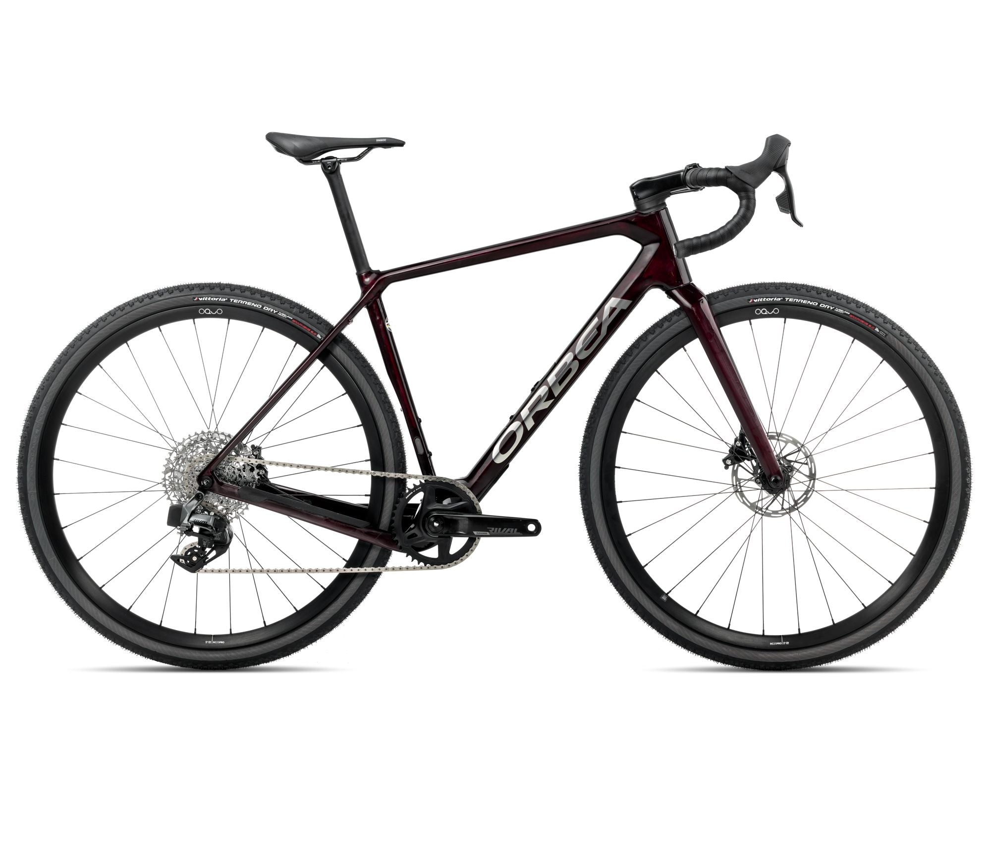 2025 Orbea TERRA M31eTEAM 1X Gravel ROAD BIKE - X-Small, Wine Red Carbon View (Gloss)