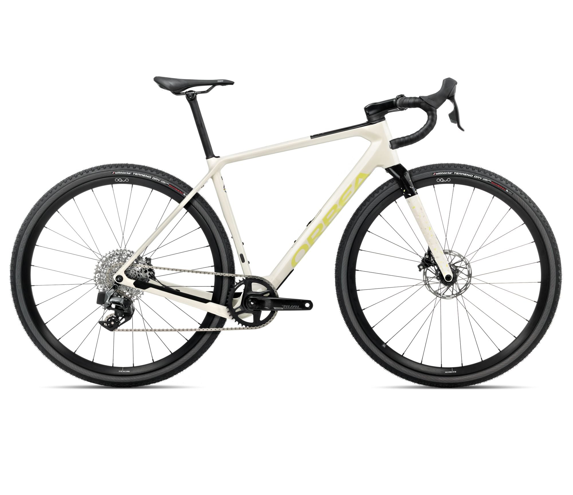 2025 Orbea TERRA M31eTEAM 1X Gravel ROAD BIKE - X-Large, Ivory White - Spicy Lime (Gloss)