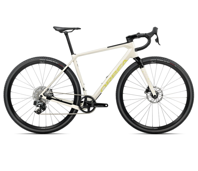 2025 Orbea TERRA M31eTEAM 1X Gravel ROAD BIKE - Small, Ivory White - Spicy Lime (Gloss)