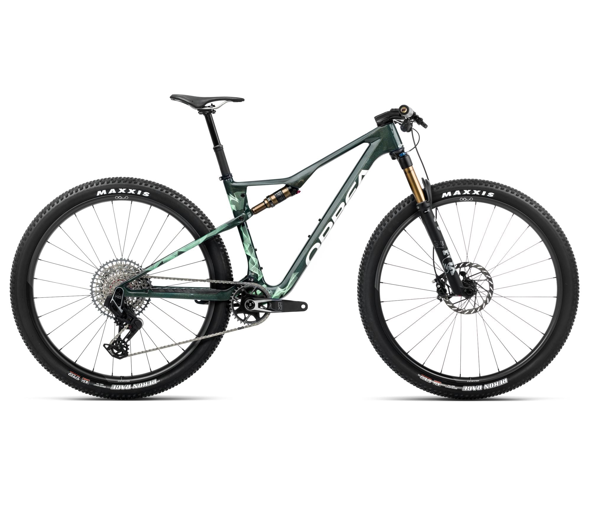 2025 Orbea OIZ M-TEAM AXS XC MTB BIKE - X-Large, Oft Forest Green-Green Mint (Gloss)