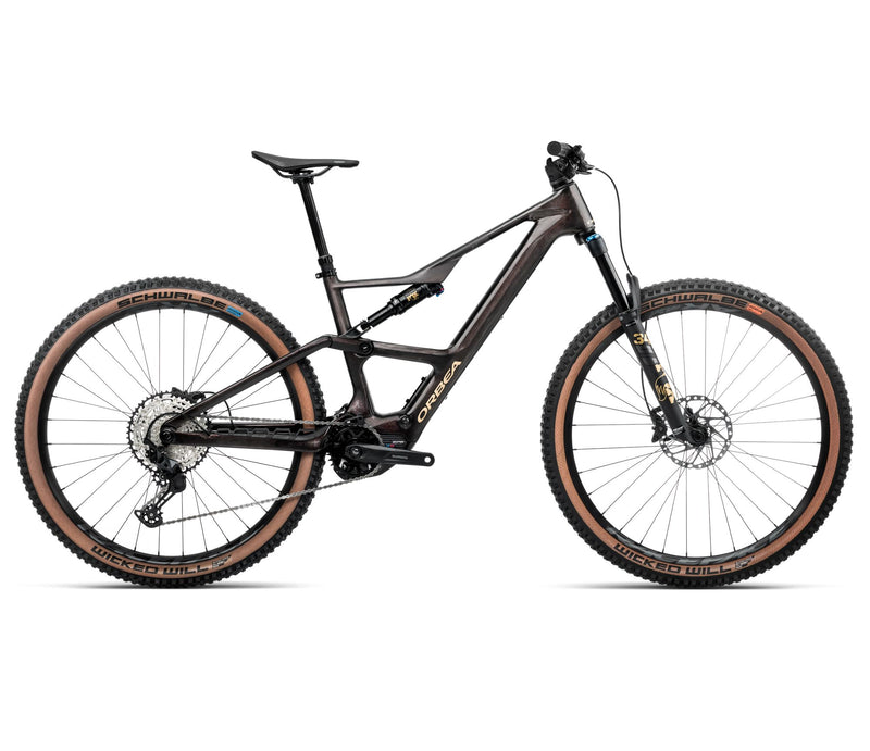 2025 Orbea RISE SL M20 420W 20mph Trail MTB E-BIKES - Large, Cosmic Carbon View - Golden Sand (Gloss)