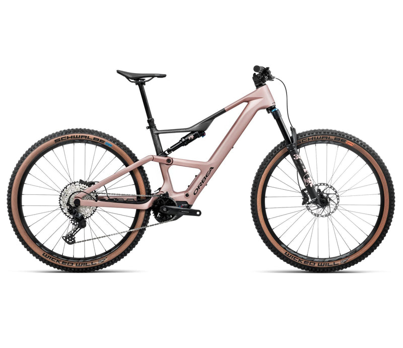 2025 Orbea RISE SL M20 630W 20mph Trail MTB E-BIKES - X-Large, Desert Rose - Carbon Raw (Matte)