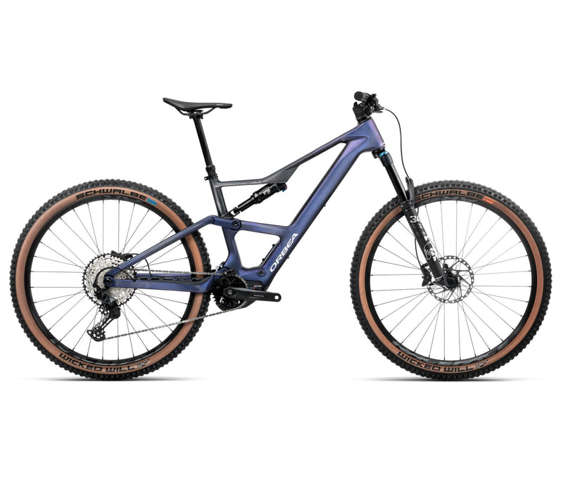 2025 Orbea RISE SL M20 420W 20mph Trail MTB E-BIKES - Medium, Tanzanite Carbon View - Carbon Raw (Matte)