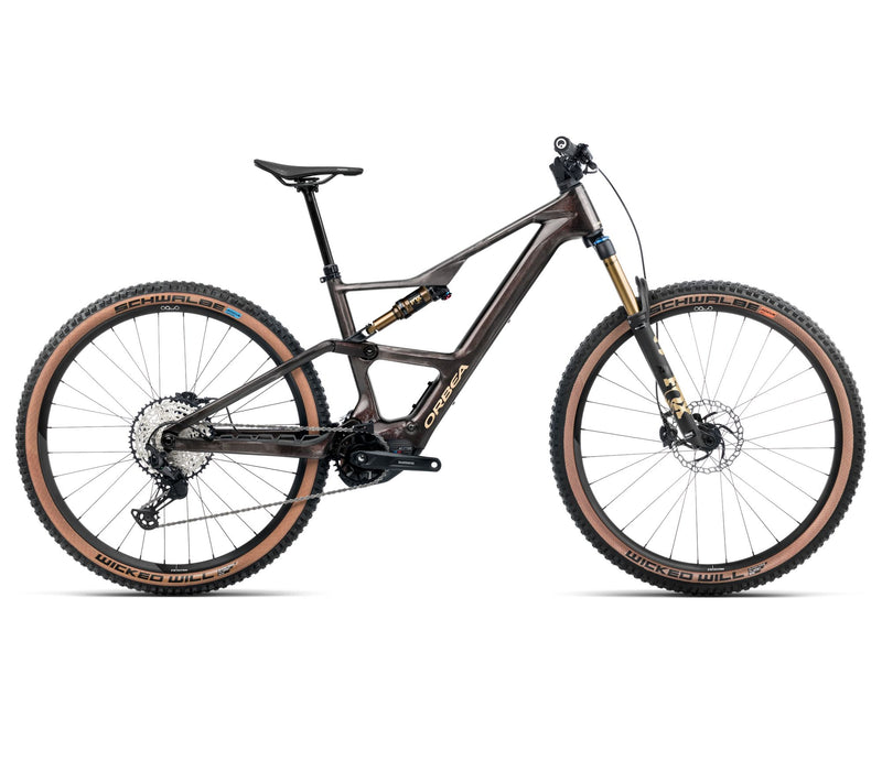 2025 Orbea RISE SL M10 420W 20mph Trail MTB E-BIKES - Large, Cosmic Carbon View - Golden Sand (Gloss)