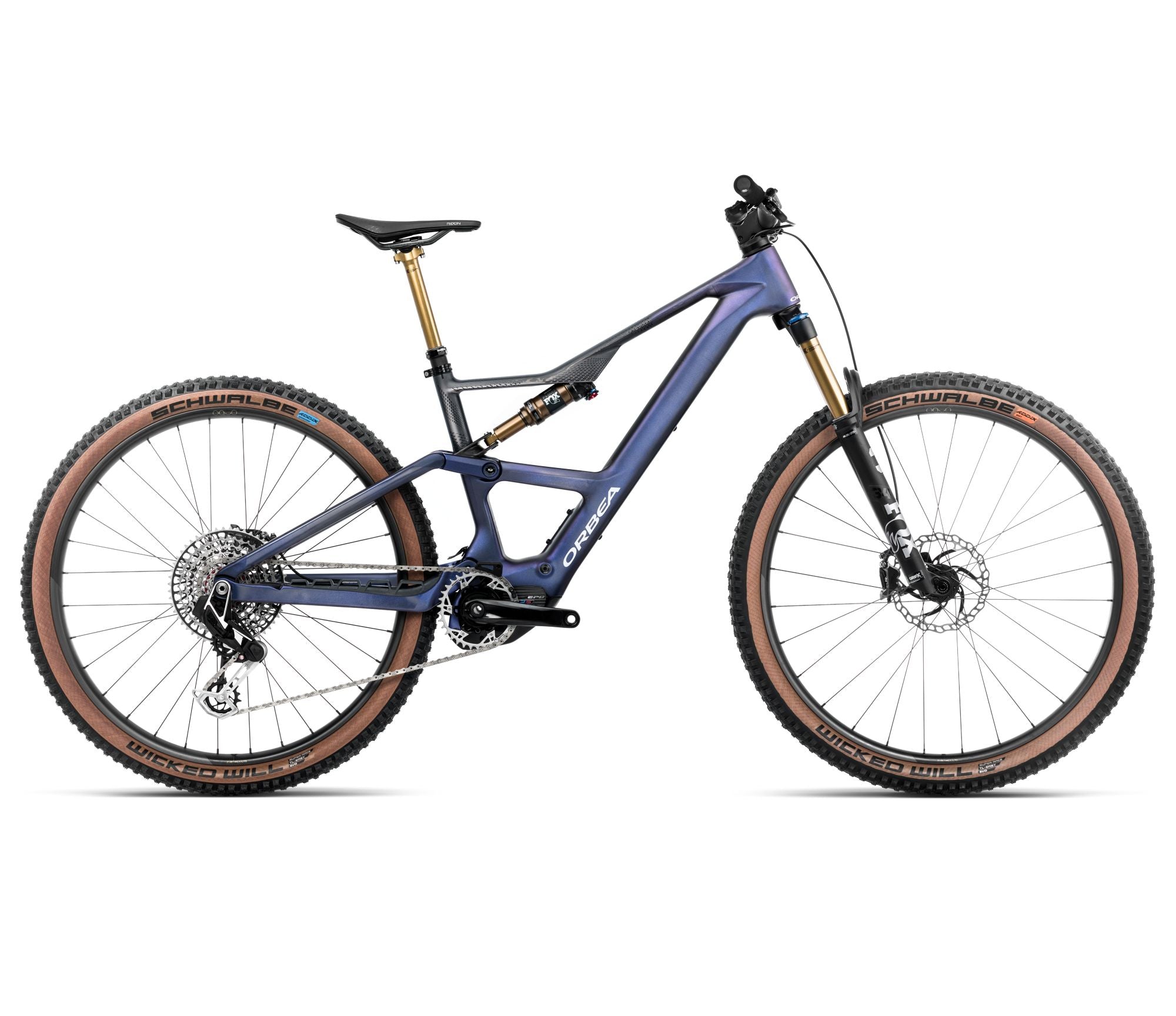 2025 Orbea RISE SL M-LTD 420W 20mph Trail MTB E-BIKES - Large, Tanzanite Carbon View - Carbon Raw (Matte)