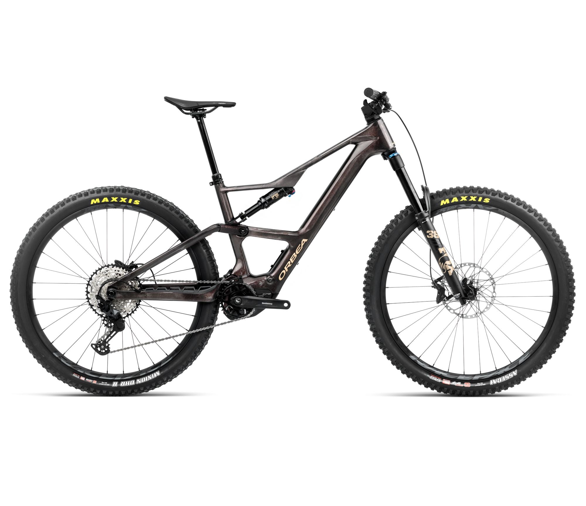 2025 Orbea RISE LT M20 630W 20mph Trail MTB E-BIKES - X-Large, Cosmic Carbon View - Golden Sand (Gloss)