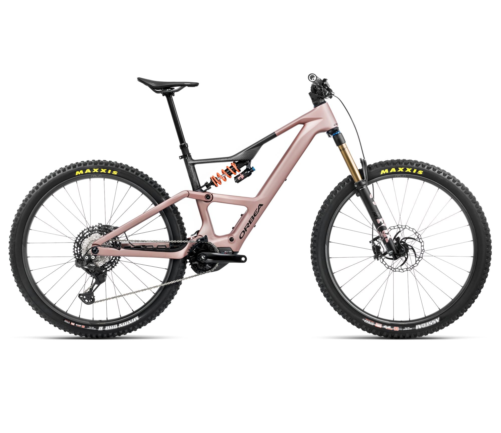 2025 Orbea RISE LT M-TEAM 420W 20mph Trail MTB E-BIKES - Large, Desert Rose - Carbon Raw (Matte)