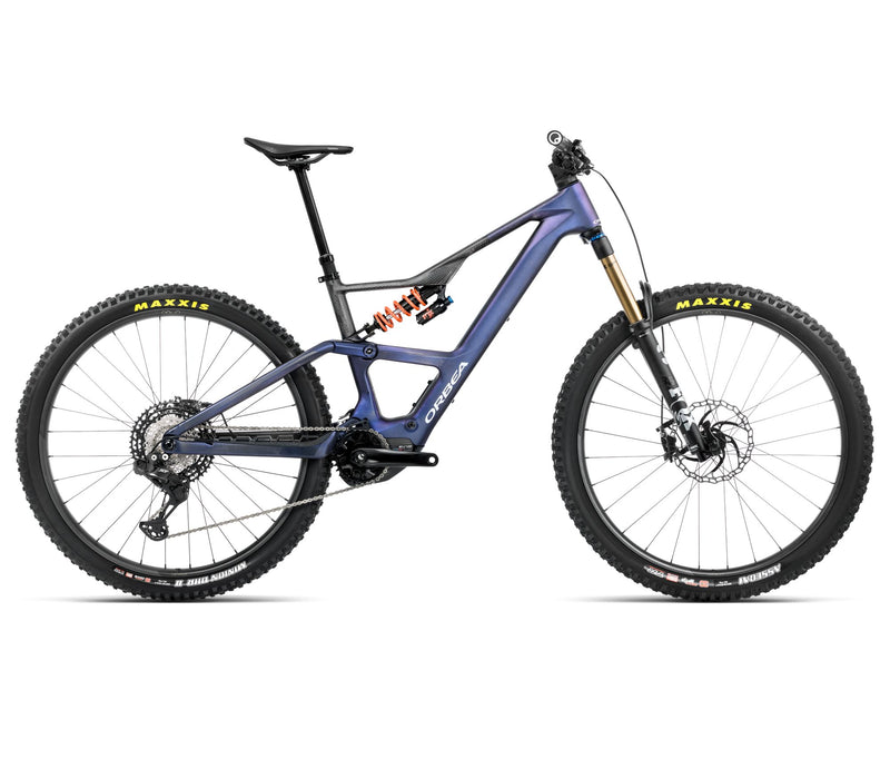 2025 Orbea RISE LT M-TEAM 420W 20mph Trail MTB E-BIKES - Large, Tanzanite Carbon View - Carbon Raw (Matte)