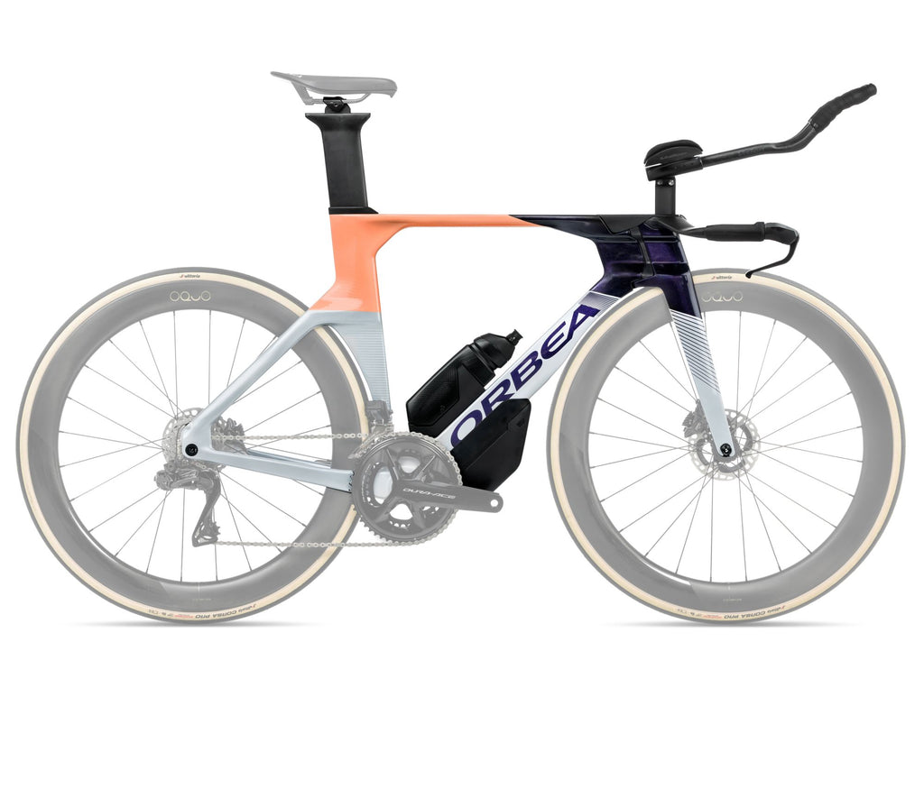 2025 Orbea ORDU OMX Triathlon Triathlon Frame - Medium/Large, Halo Silver - Tanzanite C. View - Orange Cloud (Gloss)