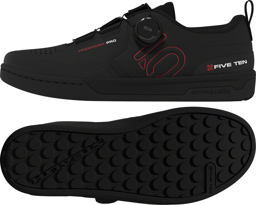 Five Ten Freerider Pro BOA Flat Shoes - Mens Core Black/Red/FTWR White 6