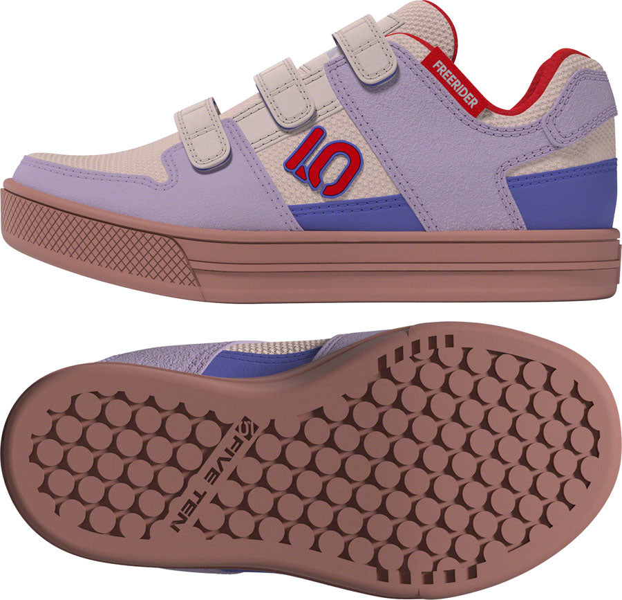 Five Ten Freerider Kids VCS Flat Shoes - Putty Mauve/Pure Ruby/Semi Cobalt Blue 10.5K