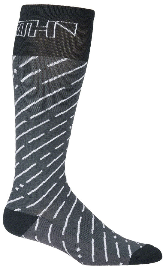 45NRTH Snow Band Midweight Knee High Wool Sock - Dark Gray/Dark Blue Large