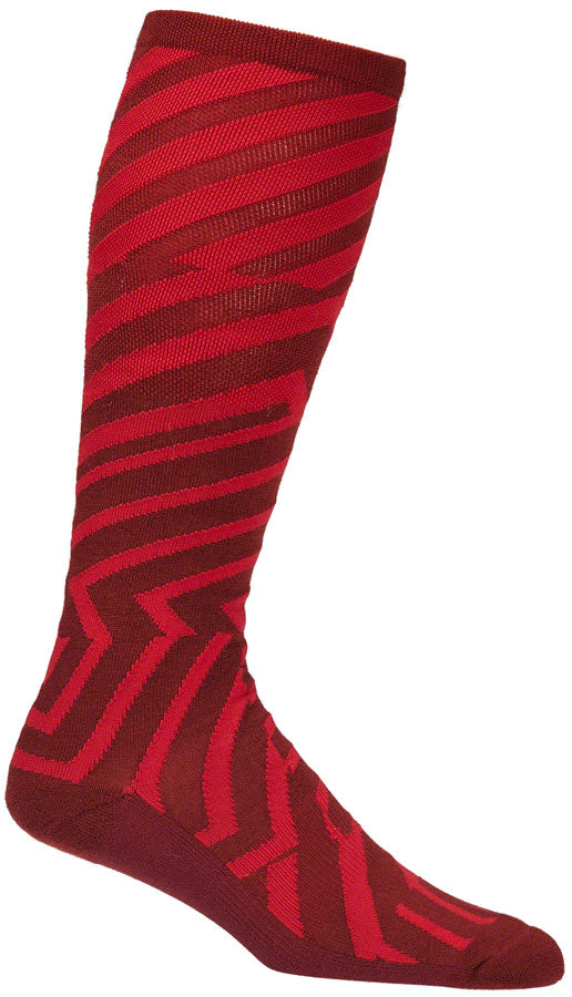 45NRTH Dazzle Midweight Knee High Wool Sock - Chili Pepper/Red Small