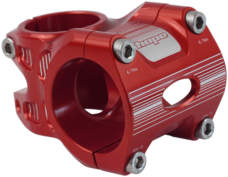 Hope AM/Freeride Stem - 35mm 35 Clamp +/-0 1 1/8" Aluminum Red