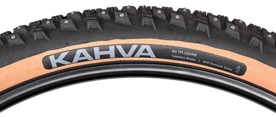 45NRTH Kahva Tire - 27.5 x 2.1 Tubeless Folding Tan 60 TPI 240 Concave Carbide Studs