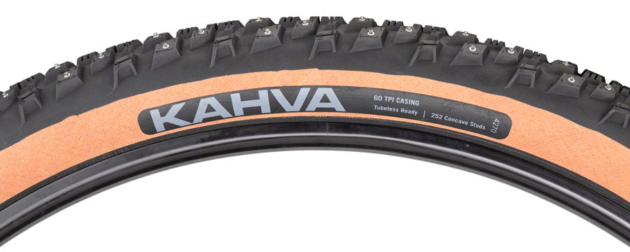 45NRTH Kahva Tire - 29 x 2.25 Tubeless Folding Tan 60 TPI 252 Concave Carbide Studs